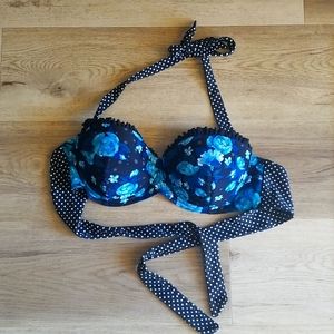 Goth Floral Cupped Bathing Suit Top